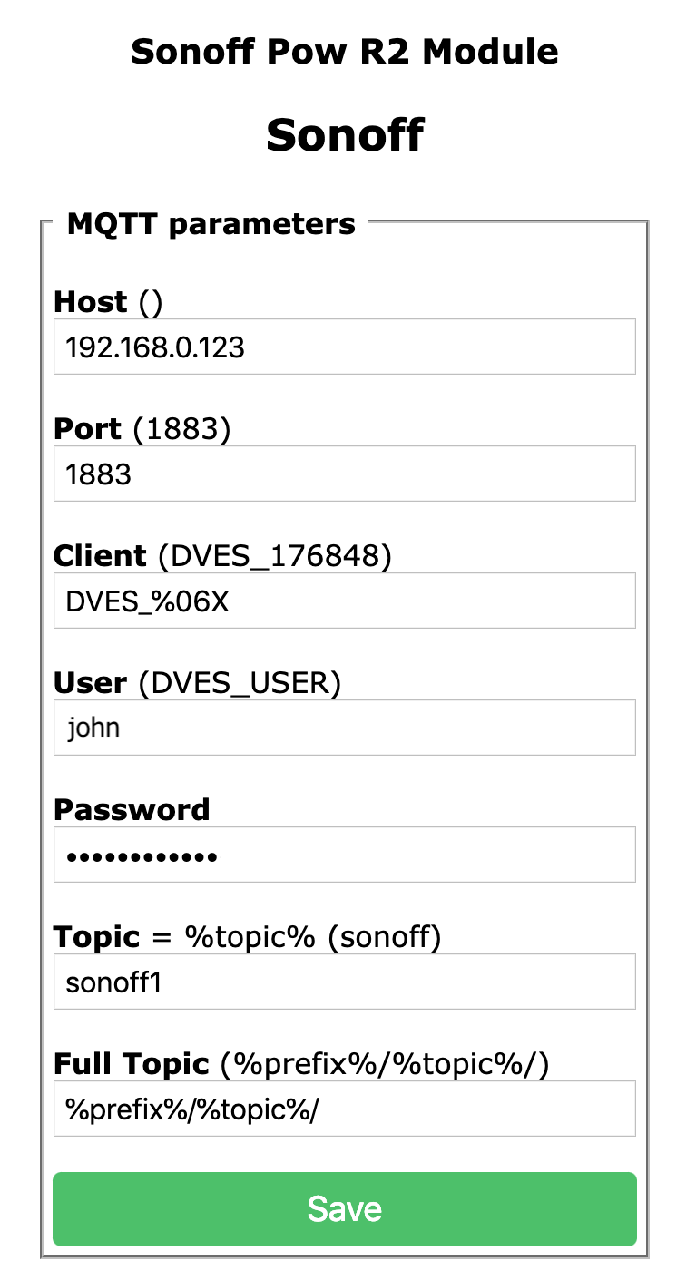 mqtt config page